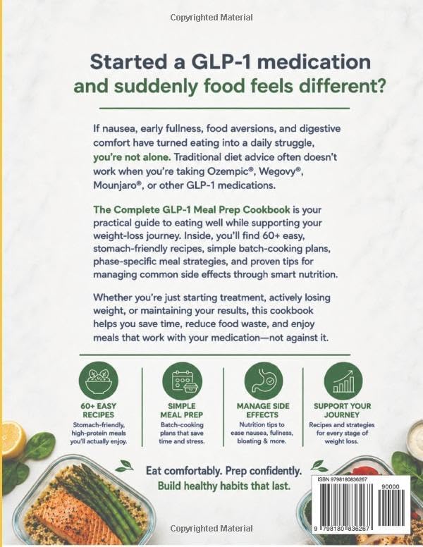The Complete GLP1 Meal Prep Cookbook: Batch-Cook Simple, Satisfying Meals to Reduce Cravings, Balance Blood Sugar, and Support Lasting Weight Loss by Megan Hayes