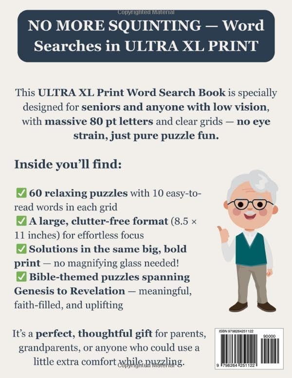 Ultra XL 80-pt Print Bible Word Search (VOL. 2): Designed for Seniors | 60 Bible Themed Puzzles | 8.5x11 Inches | Thoughtful Gift for Parents, Grandparents & Loved Ones (Ultra XL Print Word Search) by SG Books