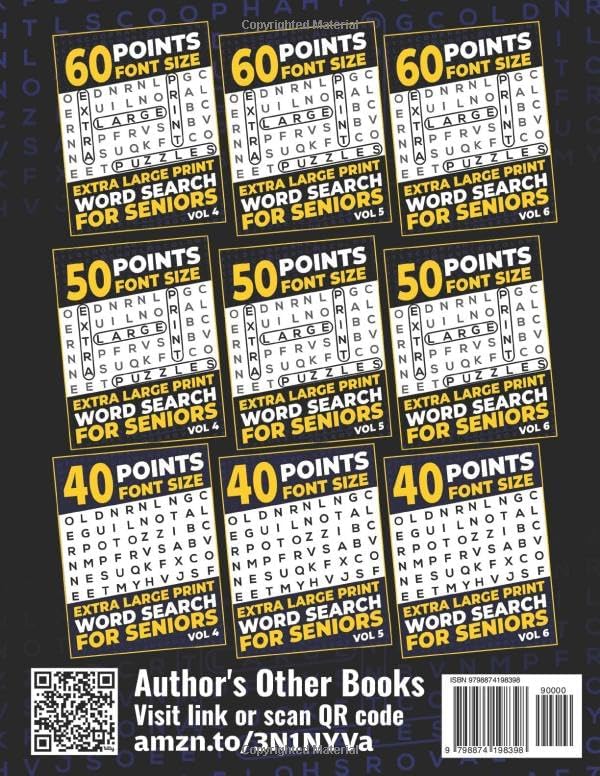 60 Points Font Size Extra Large Print Word Search for Seniors: 50 XXL Jumbo Print puzzles with 1200 words - Vol 6 by Firefly Press