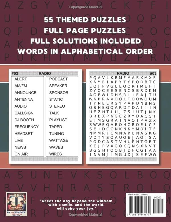 Extra Large Print Word Search Book "Easy-to-Read Design" for Adults & Seniors.: 32 Fond Size Word Wide Range Themed Puzzles with Full Solutions. by BY THE WINDOW PRODUCTION