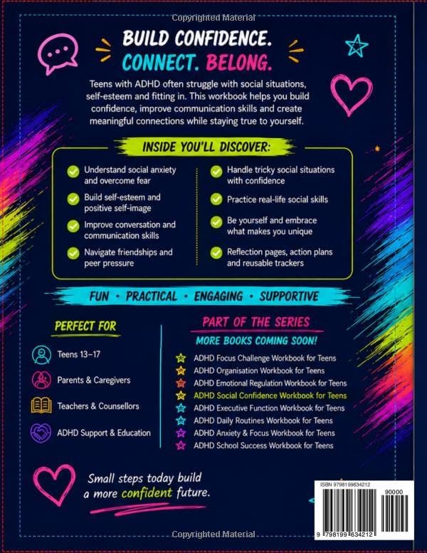 ADHD Social Confidence Workbook for Teens: Practical Activities and Confidence-Building Tools to Help Teens Make Friends, Improve Communication ... (Teen Focus & Confidence Series) by Ani Ushopstyle