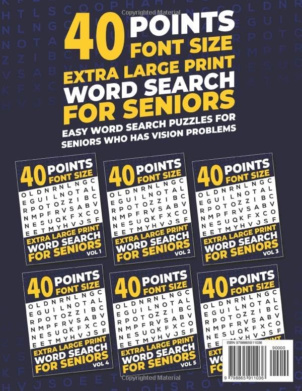 40 Points Font Size Extra Large Print Word Search for Seniors: Easy Word Search Puzzles for Seniors who has Vision Problems | Vol 6 by Firefly Press