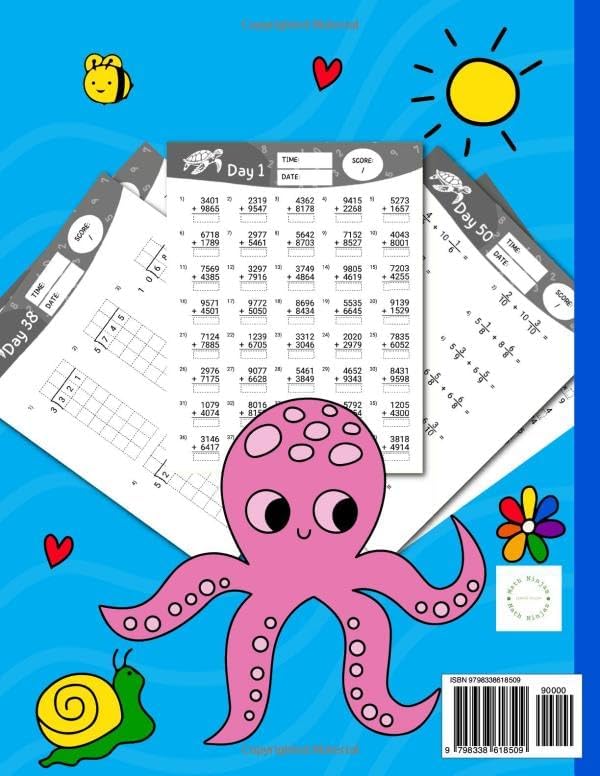 4th Grade Math Practice Book Ages 9 to 10: 4th Grade Summer Workbook Featuring Addition, Subtraction, Multiplication, Division, Fractions and more | ... (Math Ninjas - Children Math Essentials) by Math Ninjas