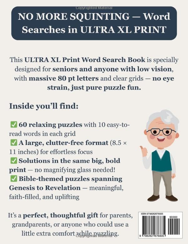 Ultra XL 80-pt Print Bible Word Search (VOL. 1): Designed for Seniors | 60 Bible Themed Puzzles | 8.5x11 Inches | Thoughtful Gift for Parents, Grandparents & Loved Ones (Ultra XL Print Word Search) by SG Books