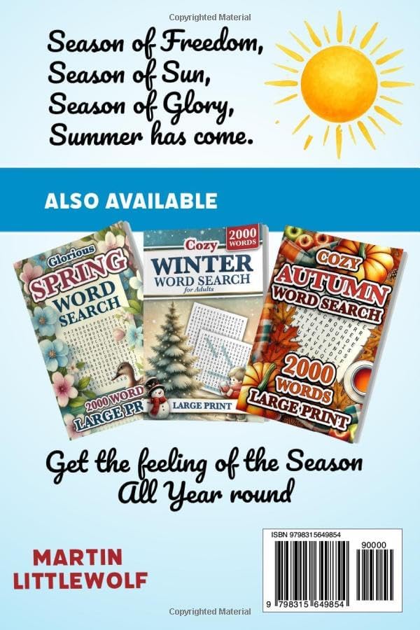 Summer Word Search Large Print: 2000 Words to Find - 84 Puzzles - For Adults, Seniors, and Teens by Martin Littlewolf