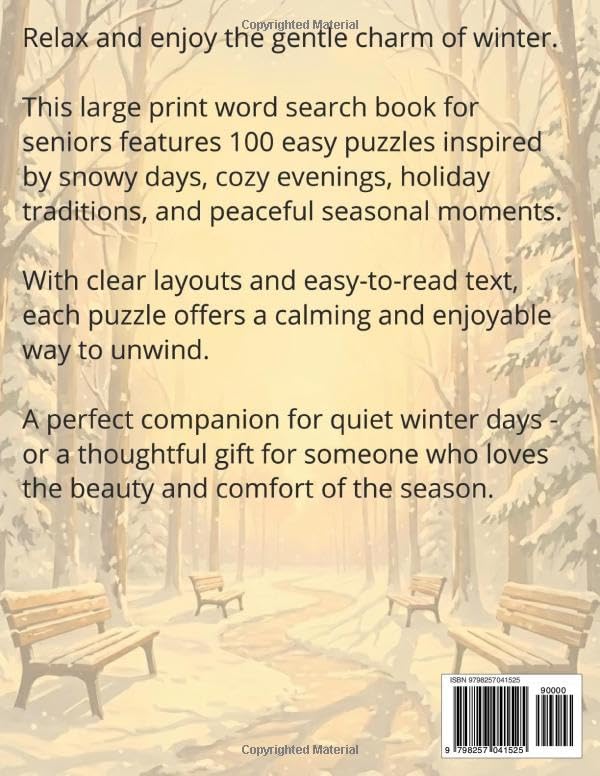 Winter Word Search for Seniors: 100 Easy Large Print Puzzles Filled with Snowy Scenes, Cozy Moments and Gentle Seasonal Joy by Annie Fields