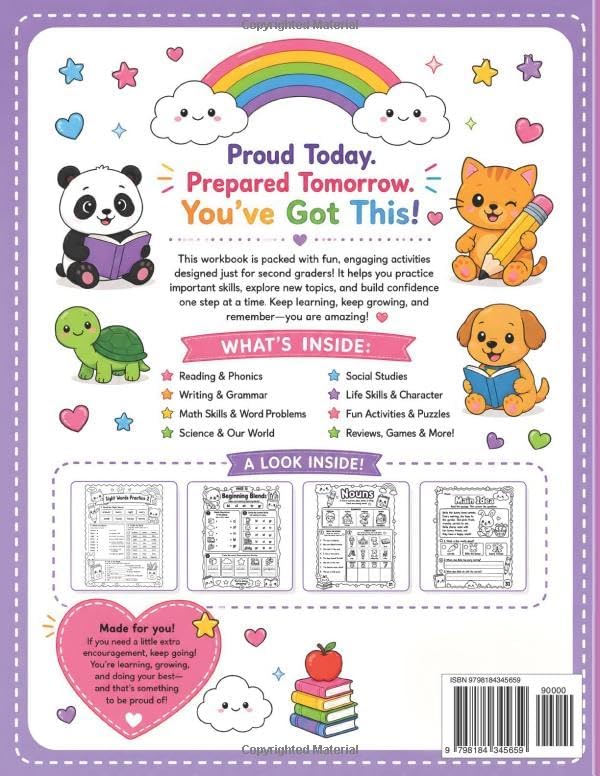 My Super Fun 2nd Grade Homeschool Workbook: Fun and Encouraging Reading, Writing, Phonics, Math, Science, Social Studies and Life Skills Activities to Build Confidence in Kids Ages 7 to 8, Grade Two by Sage Coral