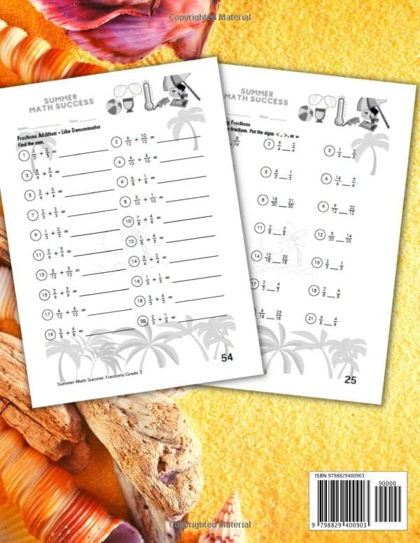 Summer Math Success: 3rd Grade Fractions Workbook: Identify, Add, Subtract and Simplify Fractions Workbook for Kids with Answers by All Seasons Math