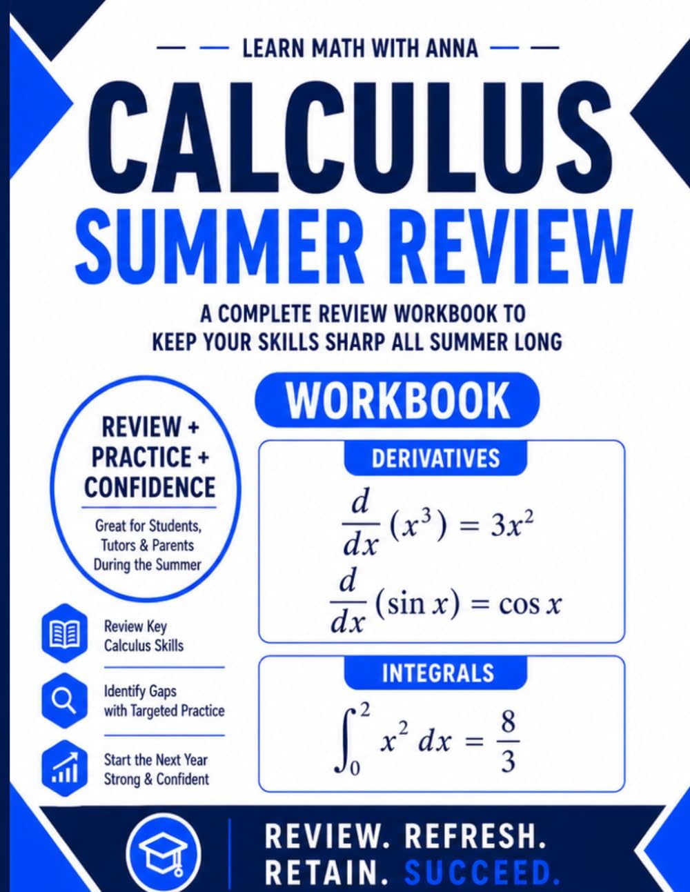 High School Calculus Summer Review Workbook: Avoid the Summer Slide with Targeted Practice and Step-by-Step Solutions (Summer Review | USA Math Series) by Learn Math with Anna