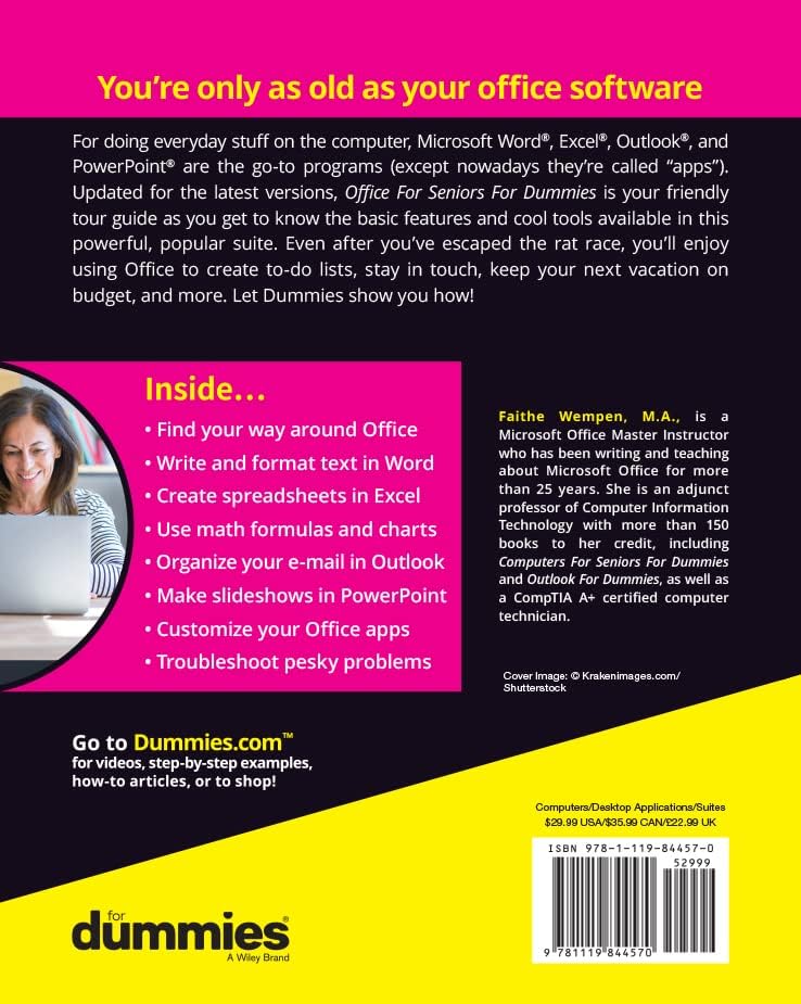 Office For Seniors For Dummies by Faithe Wempen
