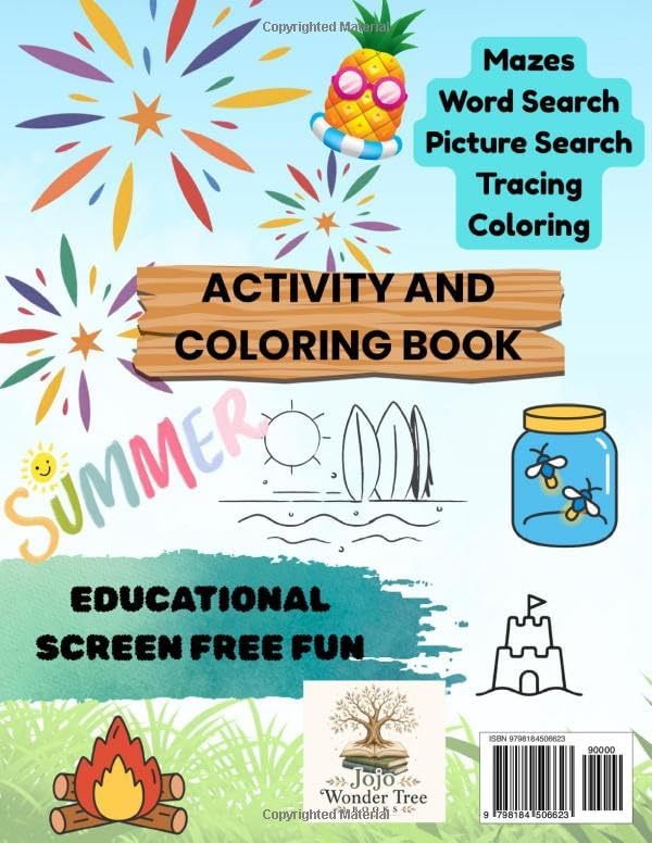 Ultimate Summer Fun Activity Book for Kids Ages 5–8: Summer Brain Games, Camping, Beach, Ice Cream, Kites &Bugs: A Fun-Filled Summer Workbook with ... Learning Activities (Jojo's Big Book of Fun) by Jojo Wonder Tree Books