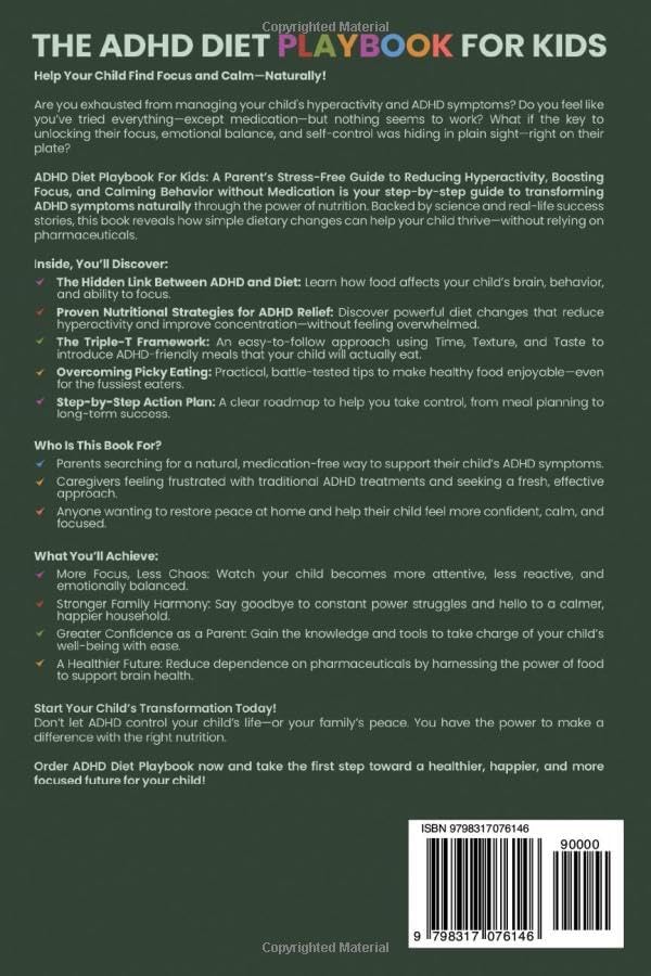 ADHD Diet Playbook For Kids: A Parent’s Stress-Free Guide to Reducing Hyperactivity, Boosting Focus, and Calming Behavior without Medication by Reed Fox