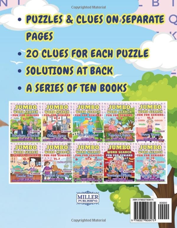 Jumbo Word Search For Seniors & Adults- Sunshine & Social: Extra Large Print Themed Puzzle Book- Very Big Letters- 30 Font Size- Anti-Eye Strain ... Large Print - Fun For Seniors & Adults) by Miller Publishing