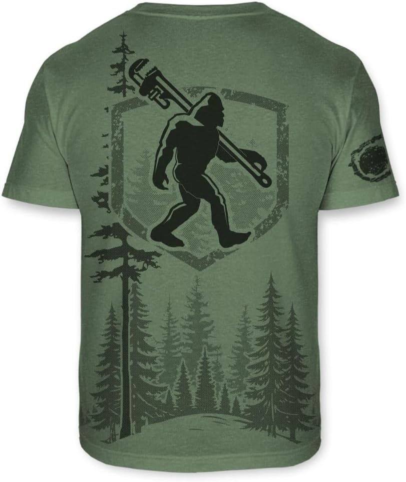 Bigfoot Plumber T-Shirt for Men - Funny Sasquatch Plumbing T Shirt - Ultra Soft, No-Feel Print - F203