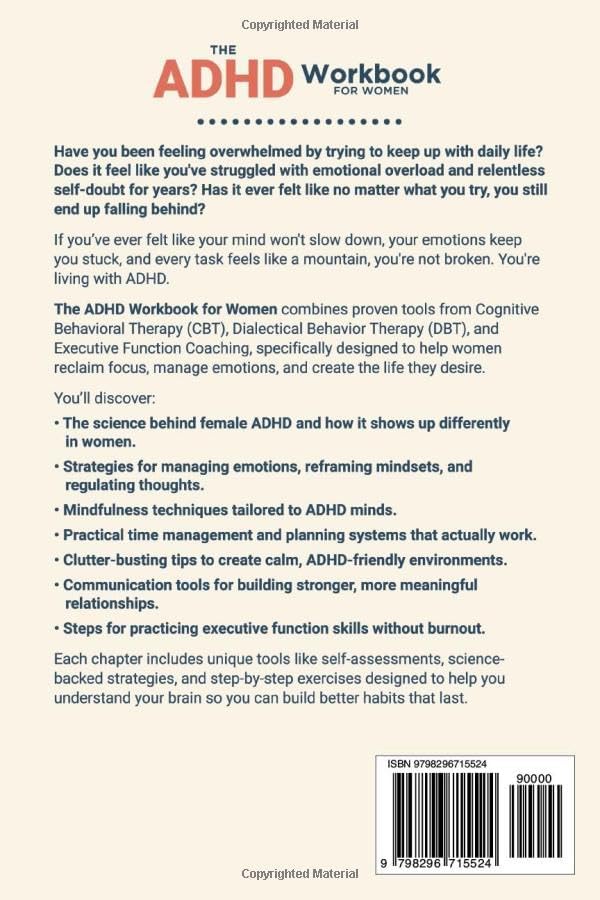 The ADHD Workbook for Women: Proven Tools for CBT, DBT & Executive Function to Reclaim Focus, Manage Emotions & Create a Life You Love Even if You’ve Struggled for Years by Avery Lane