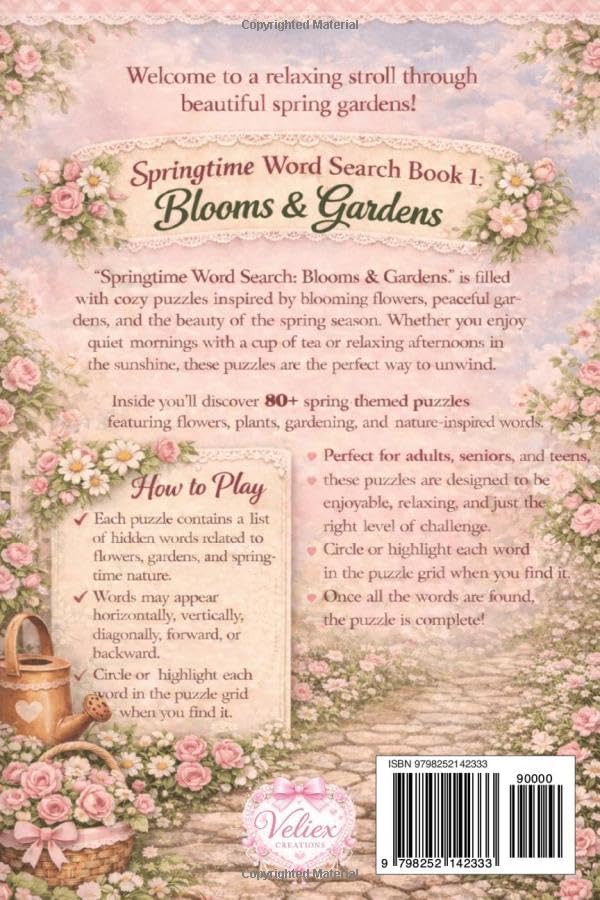 Springtime Word Search - Blooms & Gardens: 80+ Relaxing and Cozy Spring Word Search Puzzles Featuring Flowers, Gardens, and Blooming Nature and Everything Easter for Teens, Adults & Seniors by Veilex Creations