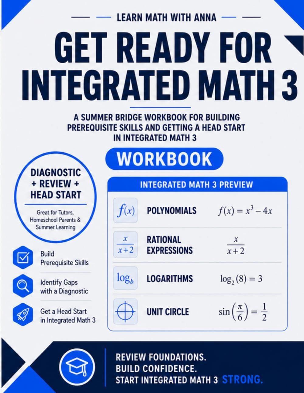 Get Ready for Integrated Math 3: A Summer Bridge Workbook: For Building Prerequisite Skills and Getting a Head Start (Get Ready for Math Class) by Learn Math with Anna