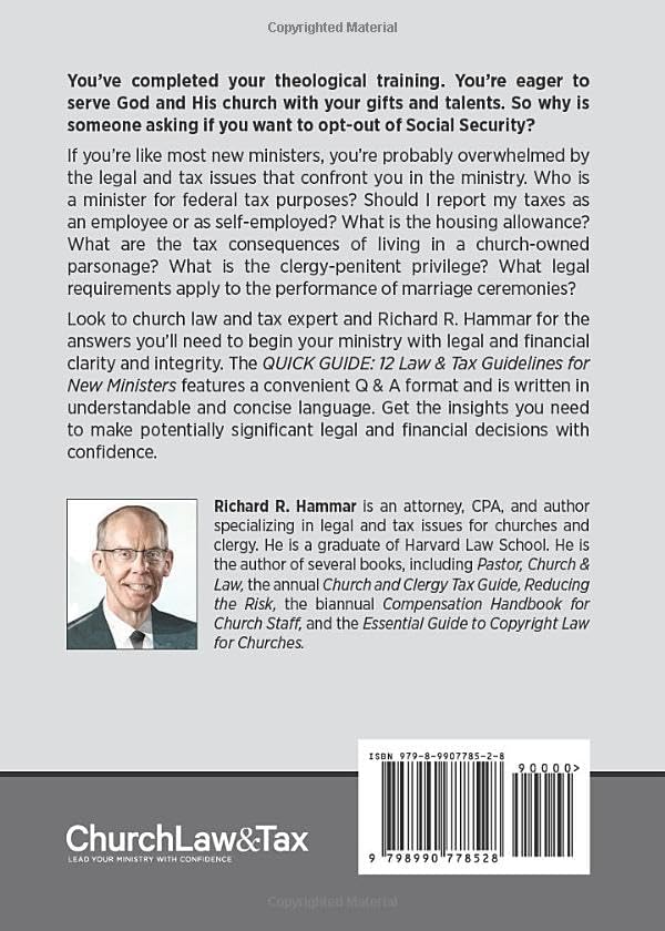 12 Law & Tax Guidelines for New Ministers: Quick Guide by Richard R. Hammar