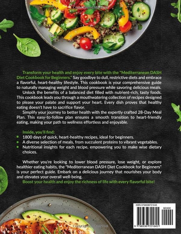 Mediterranean DASH Diet Cookbook for Beginners: 1800 Days of Easy, Healthy, and Low-Sodium Recipes for Weight Loss and Blood Pressure Management with ... (Quick & Easy, Healthy Diet Recipes Books) by Amanda Ray