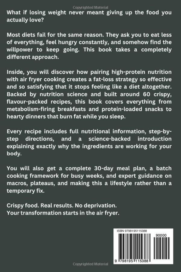AIR FRYER HIGH PROTEIN RECIPES FOR WEIGHT LOSS: Low Calorie, Crispy Meals That Keep You Full and Help Burn Fat Faster by Zelina Calder
