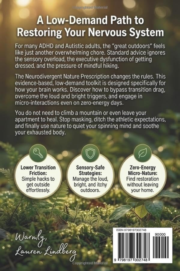 The Neurodivergent Nature Prescription: Practical Outdoor Practices for ADHD and Autistic Adults to Prevent Burnout, Restore Calm, and Reclaim Focus by Lauren Lindberg