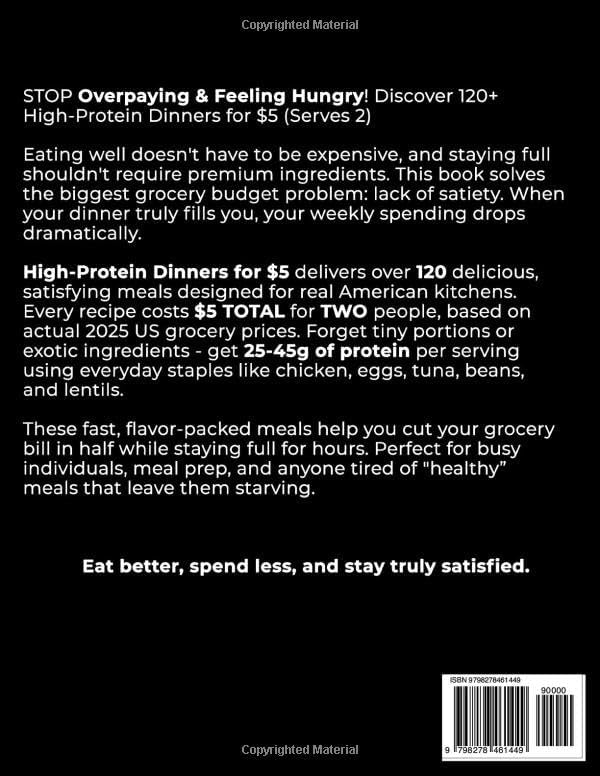 High-Protein Dinners for $5: 120 Meals to Cut Your Grocery Bill in Half While Eating High-Protein and Staying Full (Enzo Whitaker’s Smart Budget Kitchen) by Enzo Whitaker