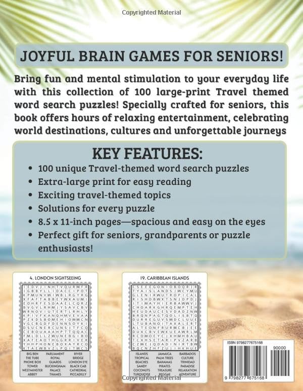 Travel Word Search Puzzles for Seniors: Extra Large Print Brain Games: Relaxing Travel-Themed Word Searches for Older Adults – 100 Easy-to-Read Puzzles for Memory, Focus, and Stress Relief by Remi Blakely