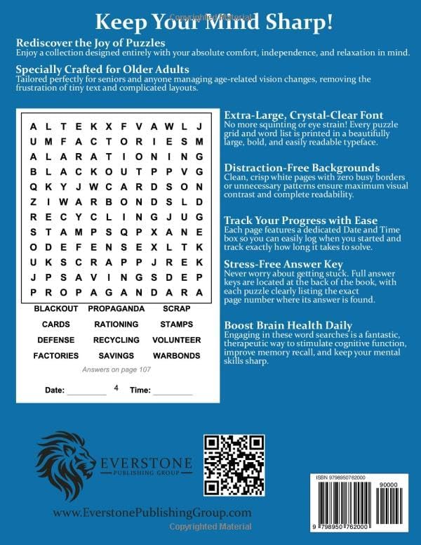 The 'Decades' Series 1940s Word Search: Over 100 Puzzles in Extra Large Print | Relaxing Word Search Puzzle Book for Adults and Seniors | Anti Eye Strain | Giant and Fun Word Find for Adults by Everstone Publishing Group