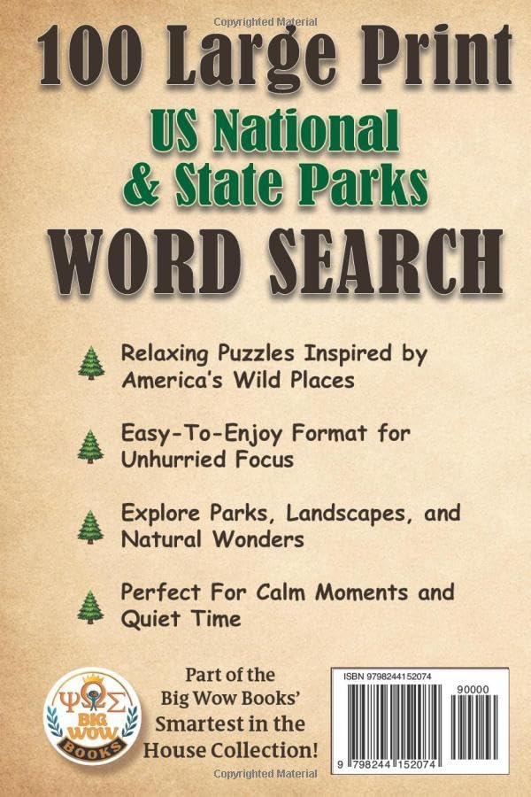 100 Jumbo Large Print Word Search Puzzles for Adults, Seniors & Teens: 100 Million Acres of Wild, US National & State Parks!: A Relaxing Nature & ... Lands, Scenic Wonders, and National Parks by Mary Alexander