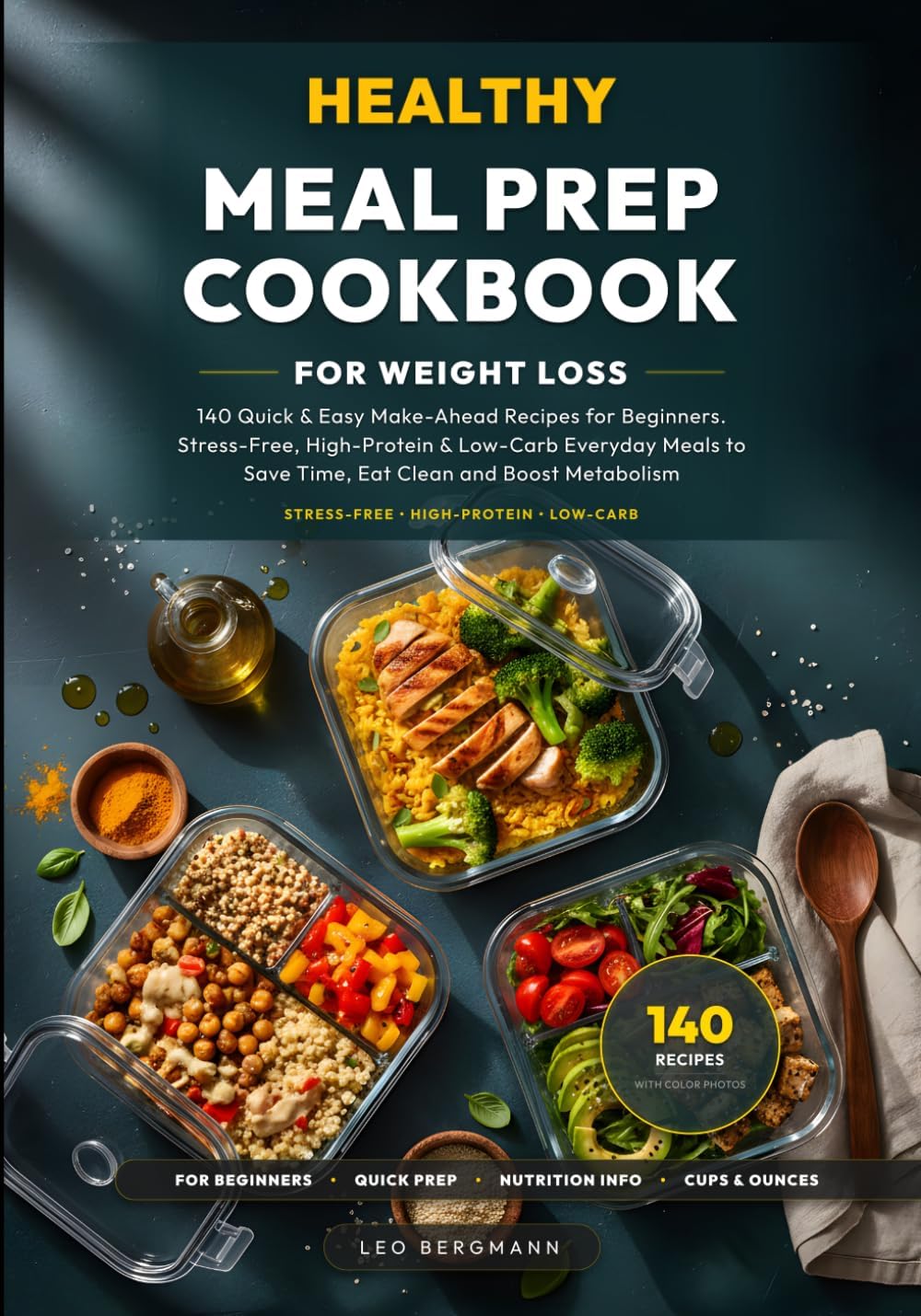Healthy Meal Prep Cookbook for Weight Loss: 140 Quick & Easy Make-Ahead Recipes for Beginners. Stress-Free, High-Protein & Low-Carb Everyday Meals to ... and Boost Metabolism (Real Food, Real Fast) by Leo Bergmann