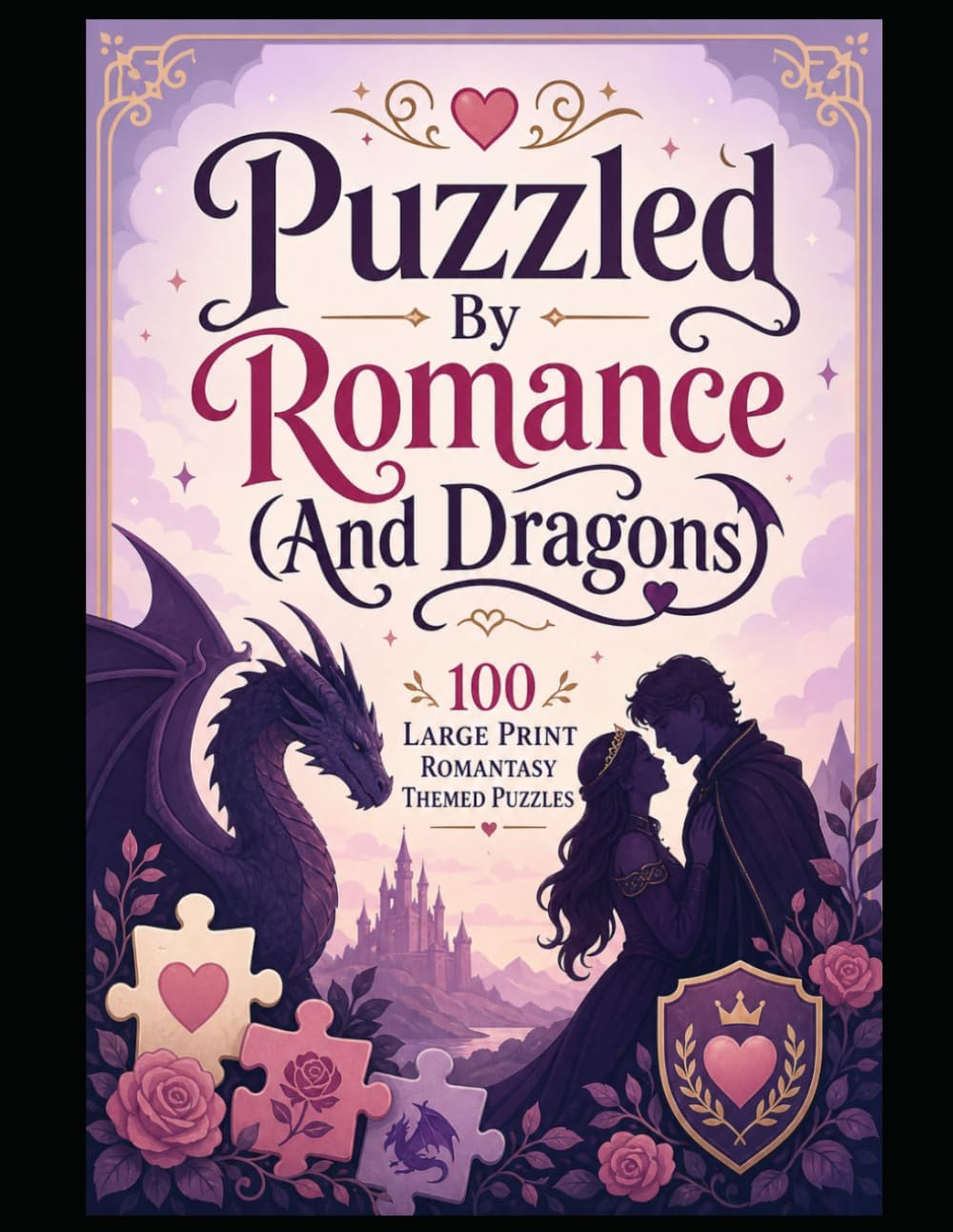 Puzzled By Romance (And Dragons): 100 Large Print Romantasy Themed Word Puzzles by Oskar Milton