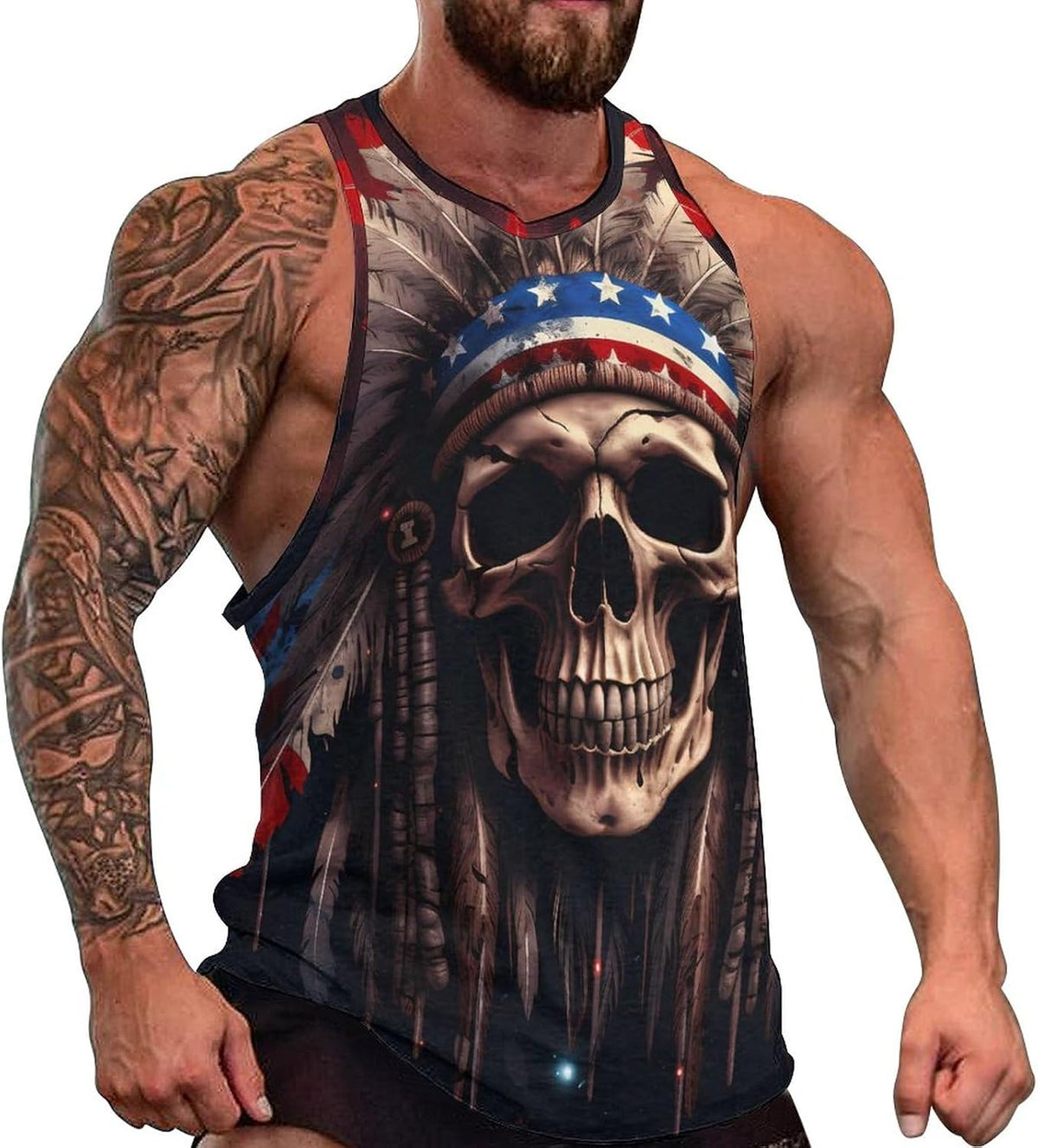 ZOCANIA Men's Graphic Tank Tops Novelty Skull 3D Print Muscle Casual Sleeveless T-Shirt Summer Cool Crew Neck Tees