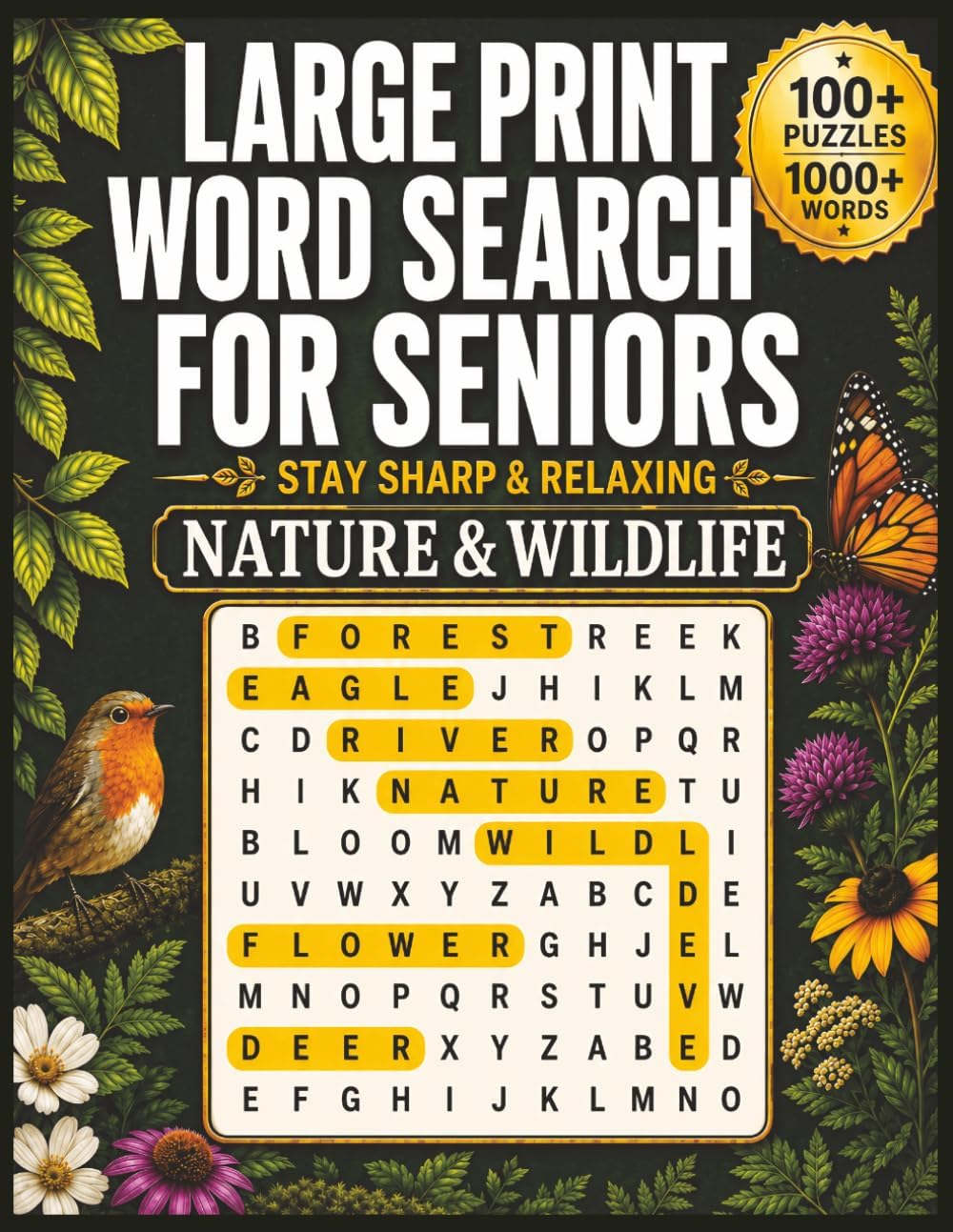 LARGE PRINT WORD SEARCH FOR SENIORS - NATURE & WILDLIFE: Easy-to-Read Puzzles with Birds, Forests, Flowers, Animals, and Outdoor Themes by Lidia Nedzewicz