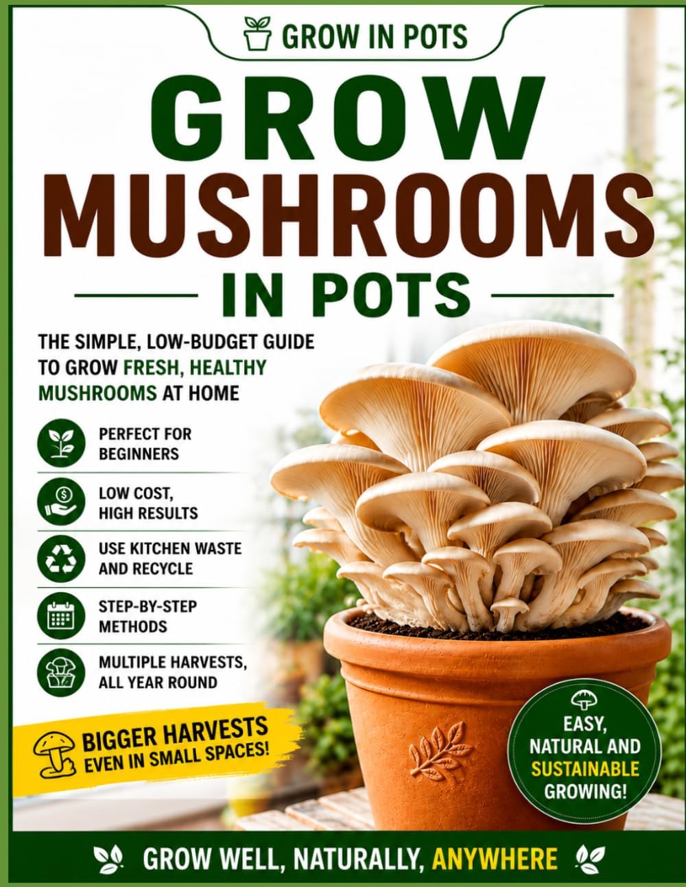 Beginner Mushroom Growing at Home (Low Budget): Easy Indoor Mushroom Gardening for Beginners Using Cheap DIY Methods, Small Spaces & Simple Supplies | Grow in Pots by Roberto Beozzo
