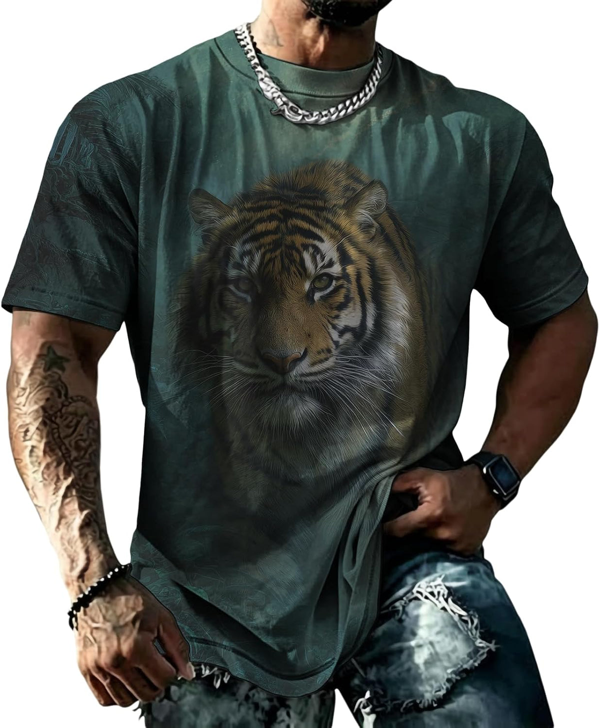 MARSVOVO Mens T Shirts Retro Art Print Crew Neck Short Sleeve Shirts Casual Loose Fit Graphic Tee Lightweight Comfy Top