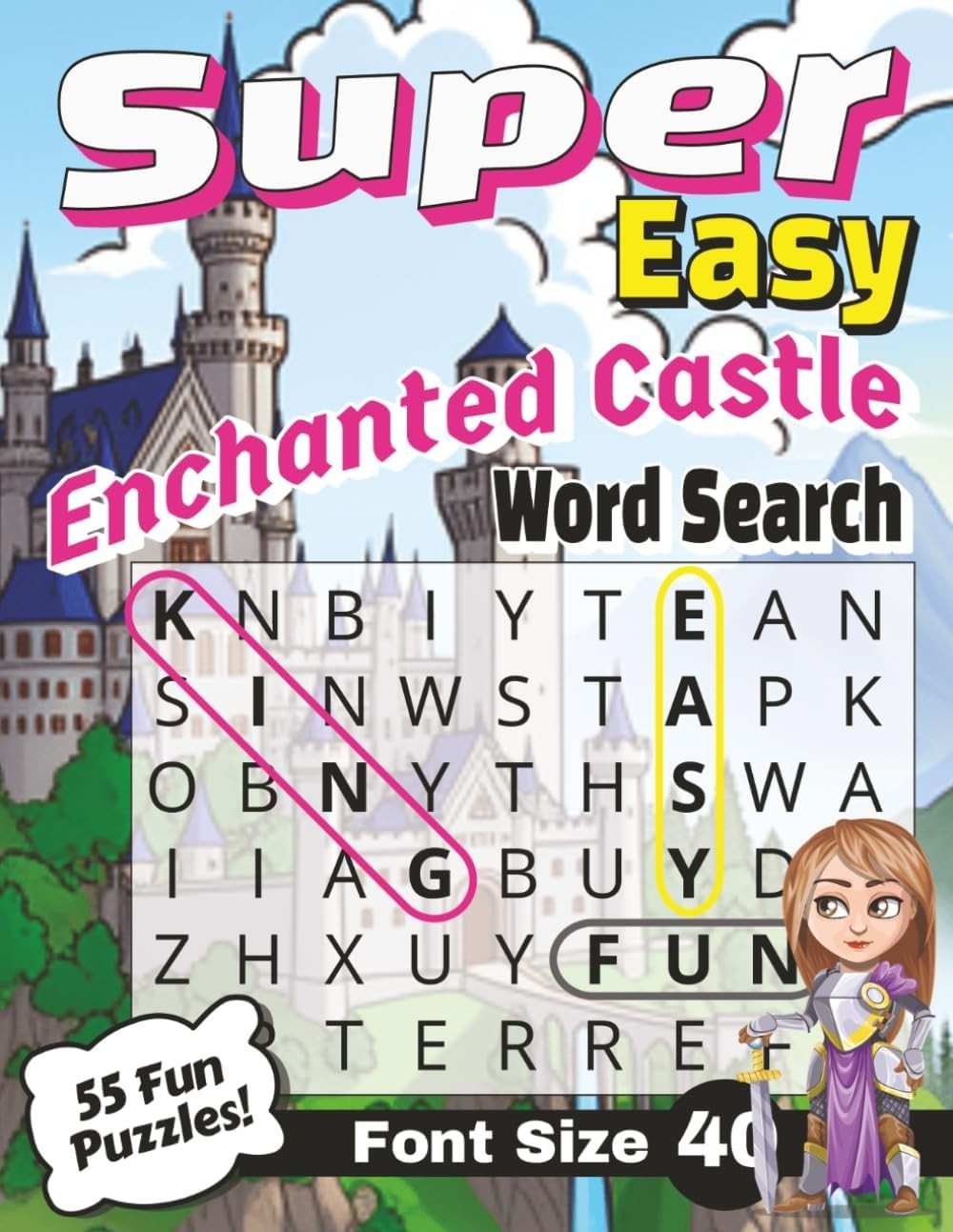 Super Easy Enchanted Castle Word Search Font Size 40: Simple Large Print Relaxing Fantasy Word Find for Kids, Adults and Seniors (Cozy Castle Word Search Series) by In Plain Sight Books