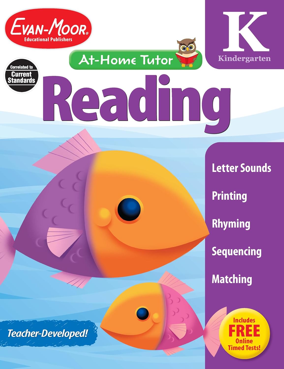 Evan-Moor Reading and Phonics Skills, Kindergarten Workbook: At-Home Tutor, Word Families, Sight Words, Sequencing, Tracing, Alphabet, Handwriting (At-Home Tutor: Reading) by Evan-Moor Educational Publishers