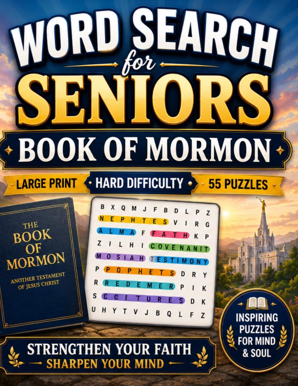 Large Print Word Search for Seniors: Book of Mormon 55 Hard Puzzles Celebrating the Stories, People and Places of the Book of Mormon Scripture by Katherine Nelson