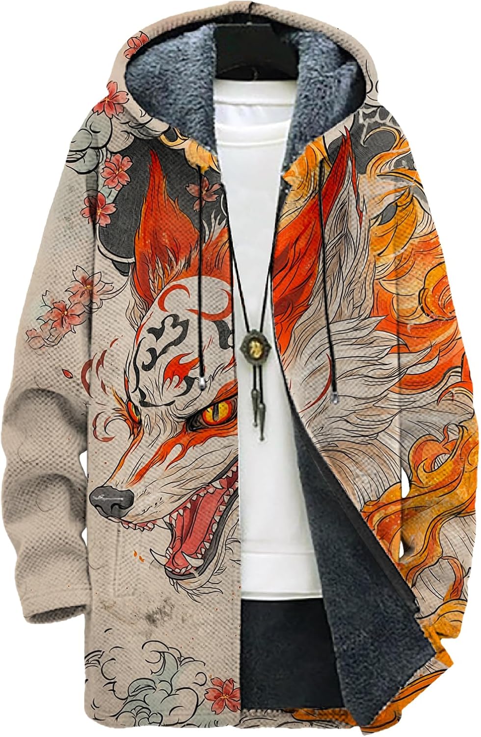 domirica Dragon Print Zip Up Hoodie Men Heavyweight Drasting Fleece Big And Tall Novelty Warm Loose Fit Hooded Sweatshirt