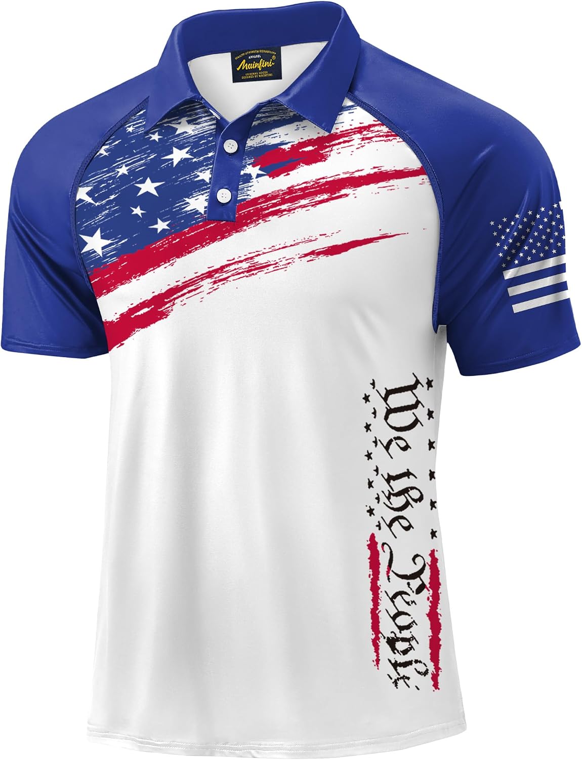Mainfini Men's Patriotic Polo Stretch UPF 50+ Raglan American Golf Shirts