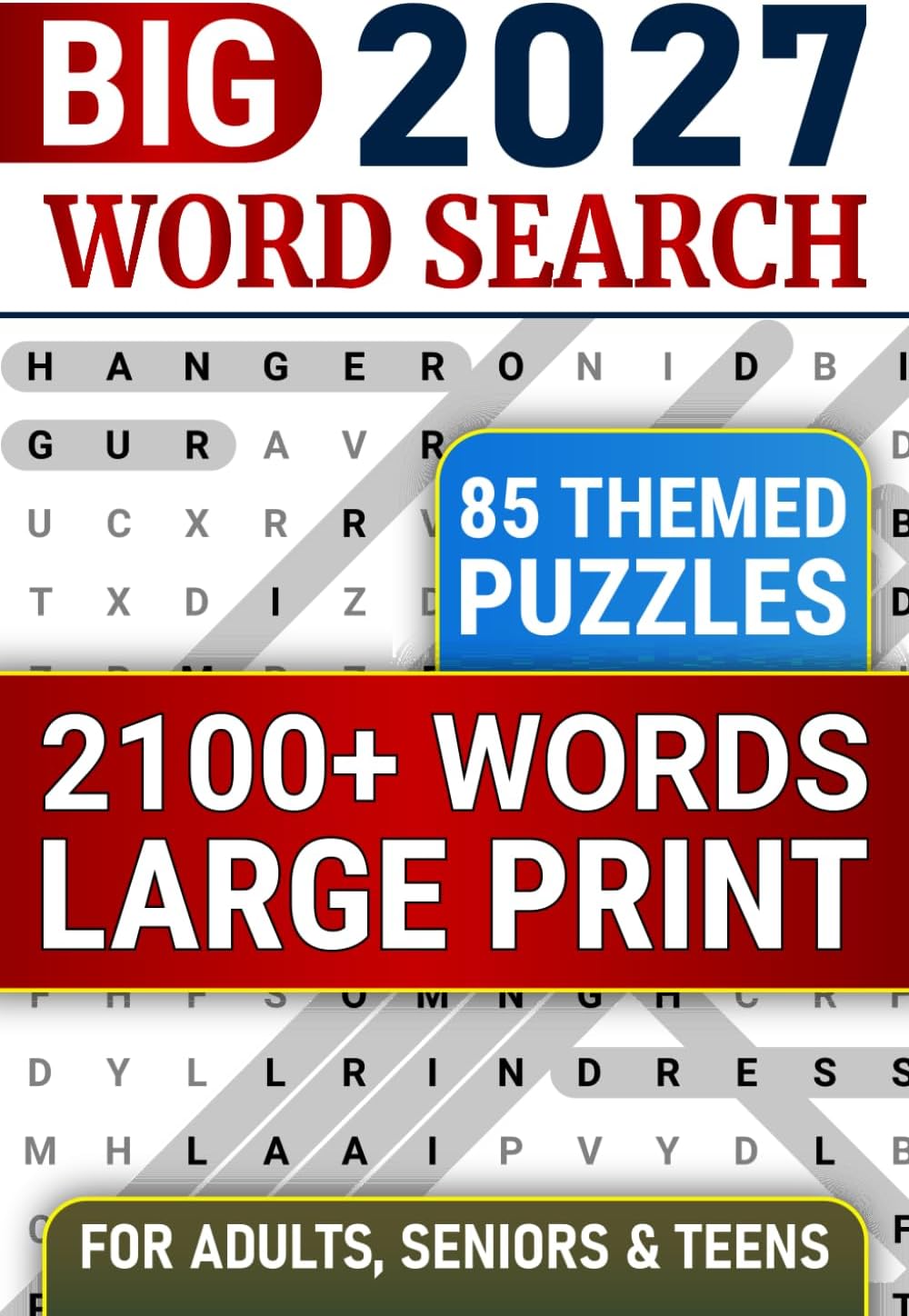 2100+ Words, Large Print Word Search Puzzles: Themed Wordfind Puzzle Book For Adults, Seniors & Teens, 85 Word Searches With Solutions, Anti Eye Strain & Stress Relief by Orion Puzzling