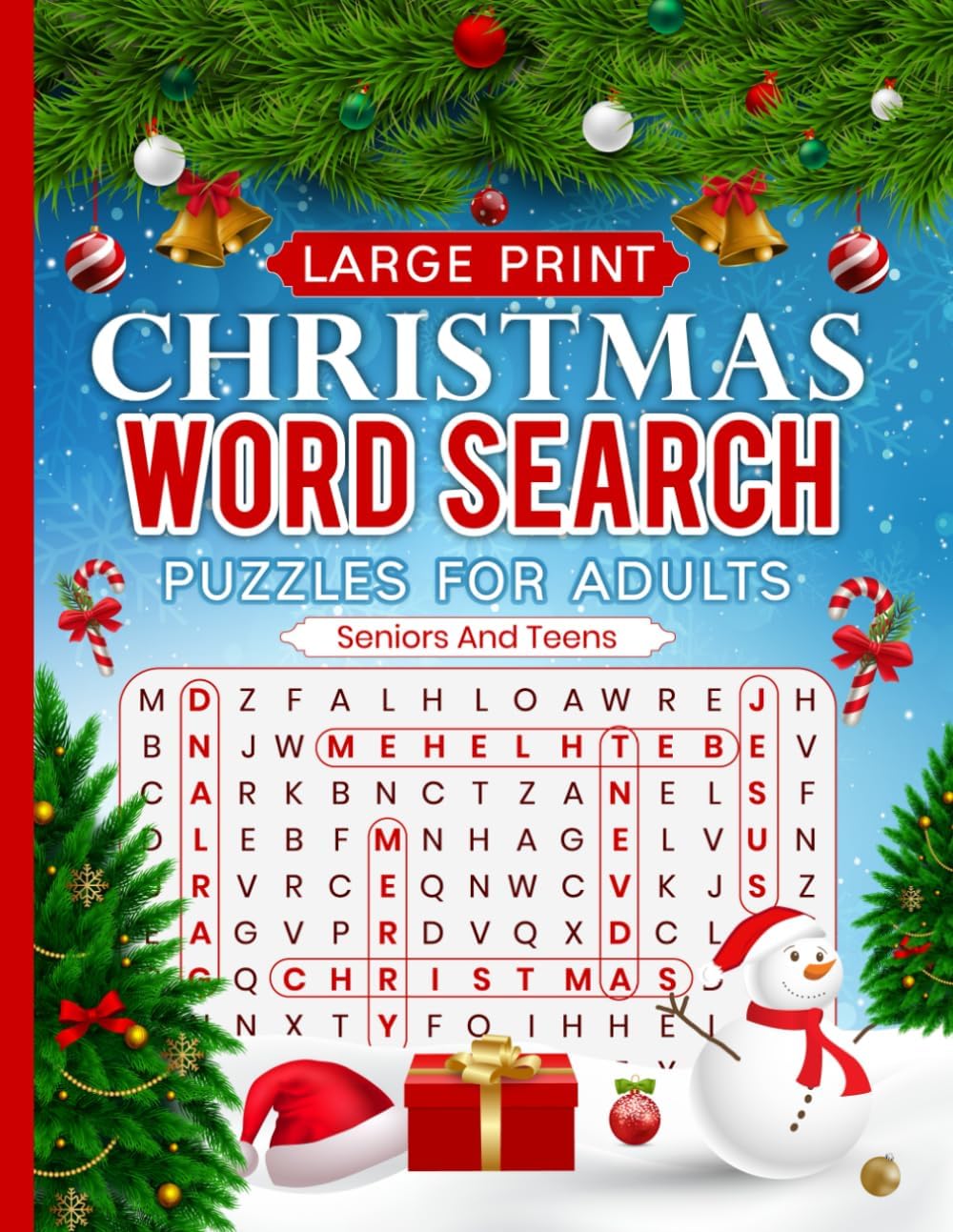 Christmas Word Search Puzzles For Adults, Seniors and Teens: Large Print, Relax, and Engage Your Mind and Experience Stress Relief by Move My Brain