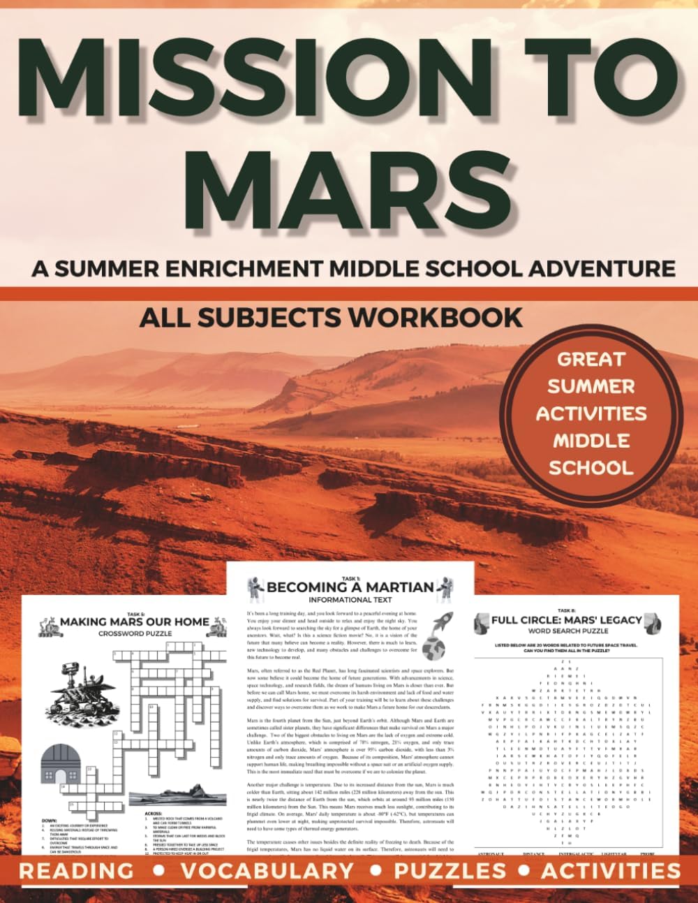 Mission to Mars: A Summer Enrichment Middle School Adventure: All Subjects Workbook Great Summer Activities Middle School (Summer Explorers Series: Middle School Enrichment) by Shari A Williamson