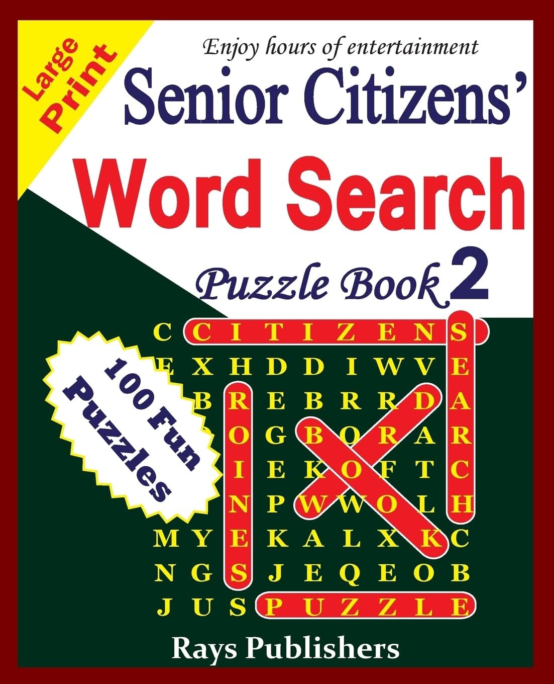 Senior Citizens' word search puzzle book 2 by Rays Publishers