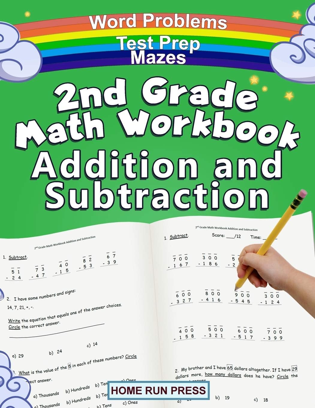 2nd Grade Math Workbook Addition and Subtraction: Second Grade Workbook, Timed Tests, Ages 4 to 8 years by LLC Home Run Press