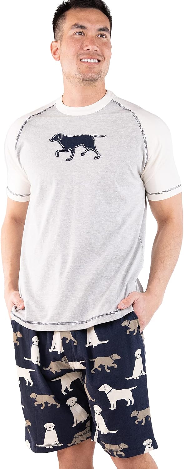 LazyOne Men's Sleep Short Set, Matching Sleepwear Shirt & Short Set for Men