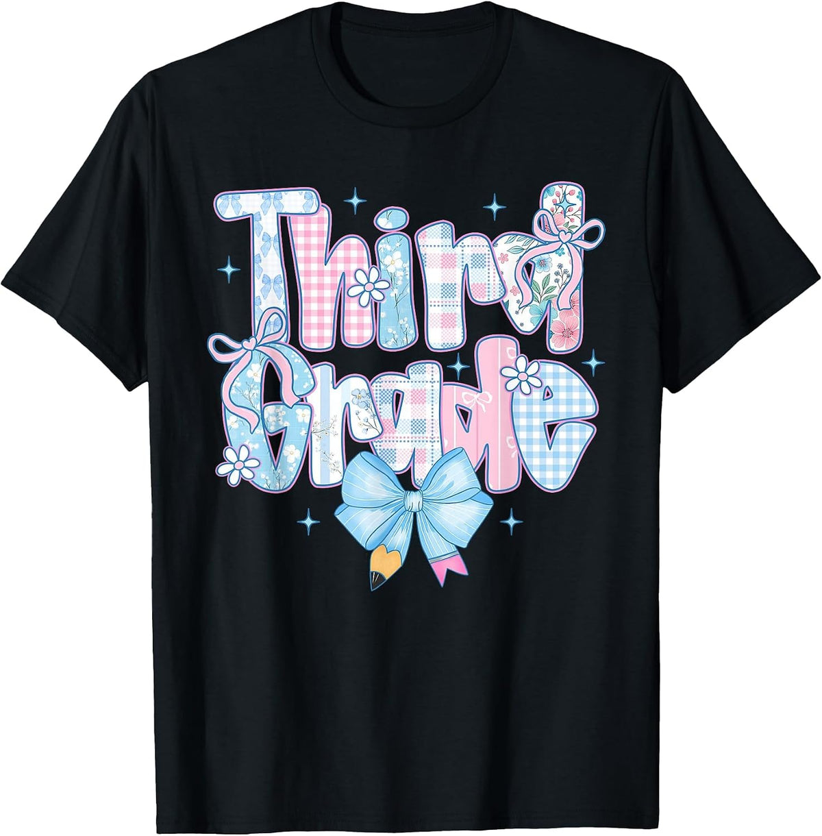 Preppy Bow Third Grade Back to School 3rd Grade Teacher Girl T-Shirt