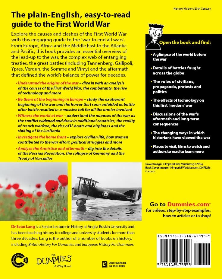 First World War For Dummies (For Dummies Series) by Seán Lang