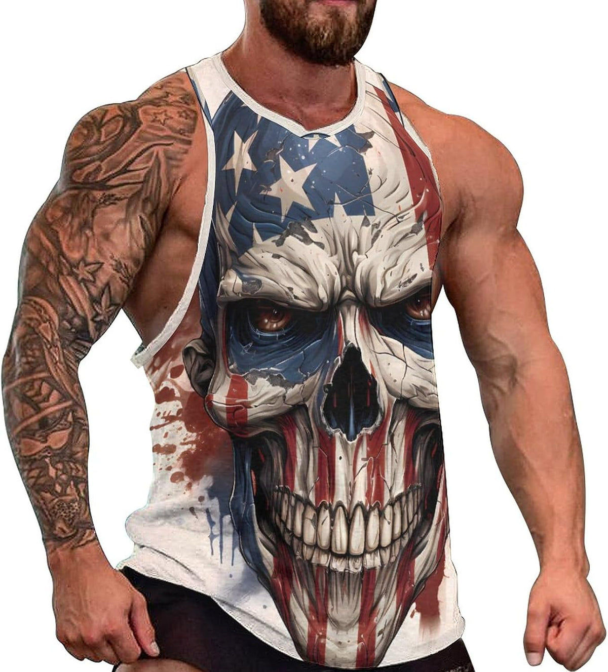 ZOCANIA Men's Graphic Tank Tops Novelty Skull 3D Print Muscle Casual Sleeveless T-Shirt Summer Cool Crew Neck Tees