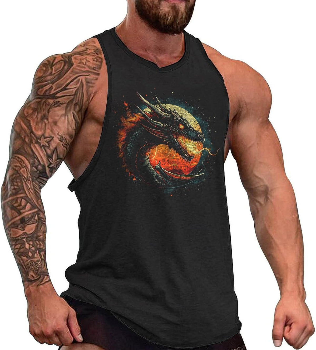 domirica Fashion Graphic Mens Sleeveless Tee Shirts Comfy Vintage Novelty Big and Tall Gym Workout Cotton Muscle Tank Tops